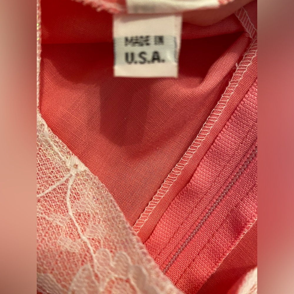 Pink & White Vintage Square Dance Dress Size 12 - Picture 10 of 11